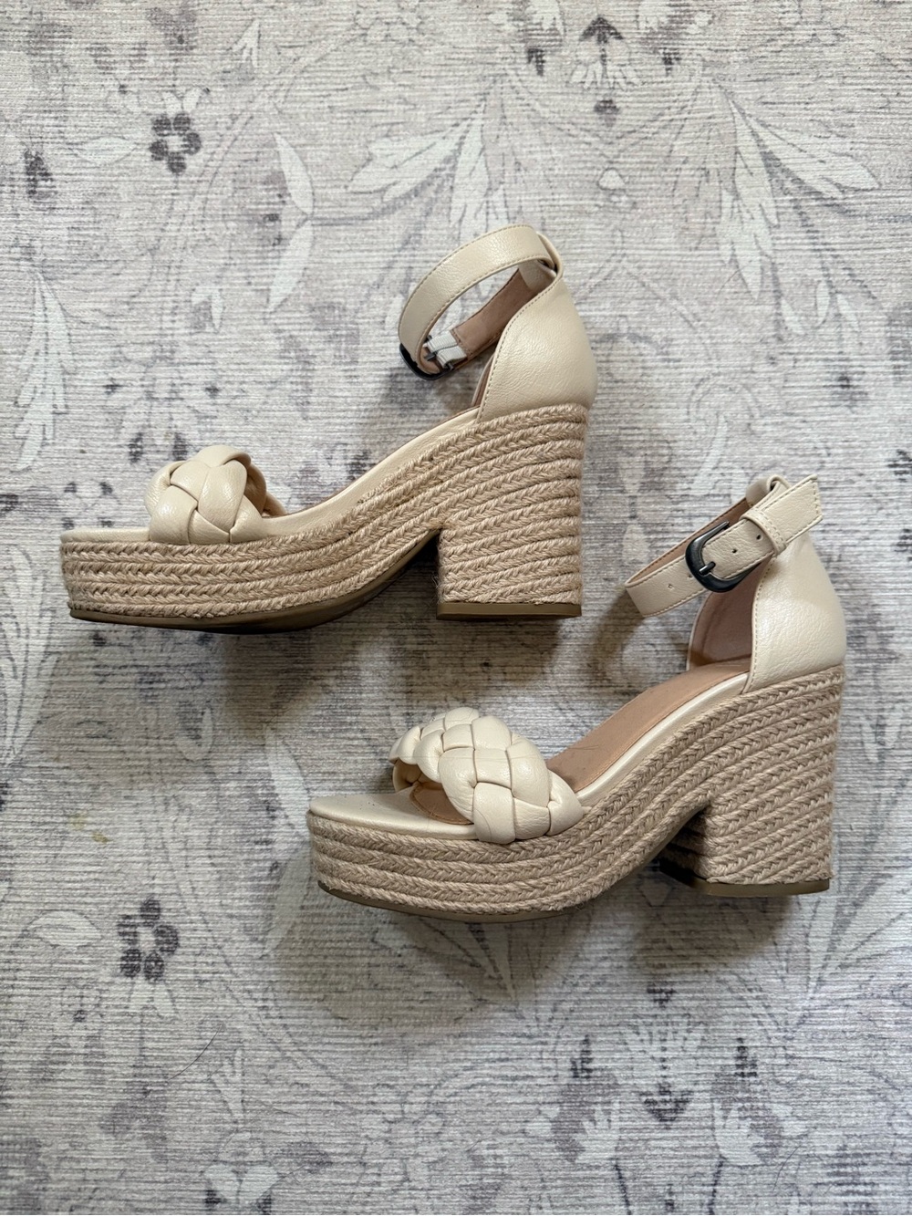 Oasis Cream Braided Platform Espadrille Sandals